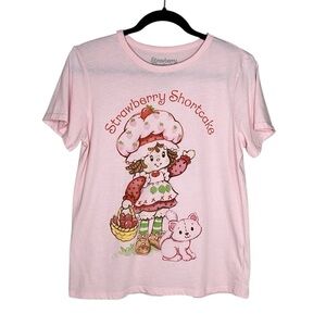Strawberry Shortcake & Custard Pink front and back Graphic Print Tee size Medium
